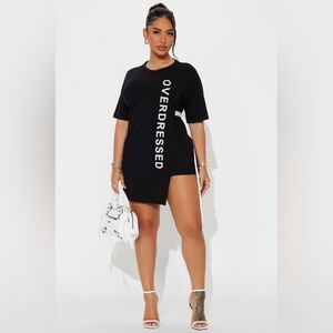 NEW! Chic Black 'Overdressed' Graphic Tee/Dress